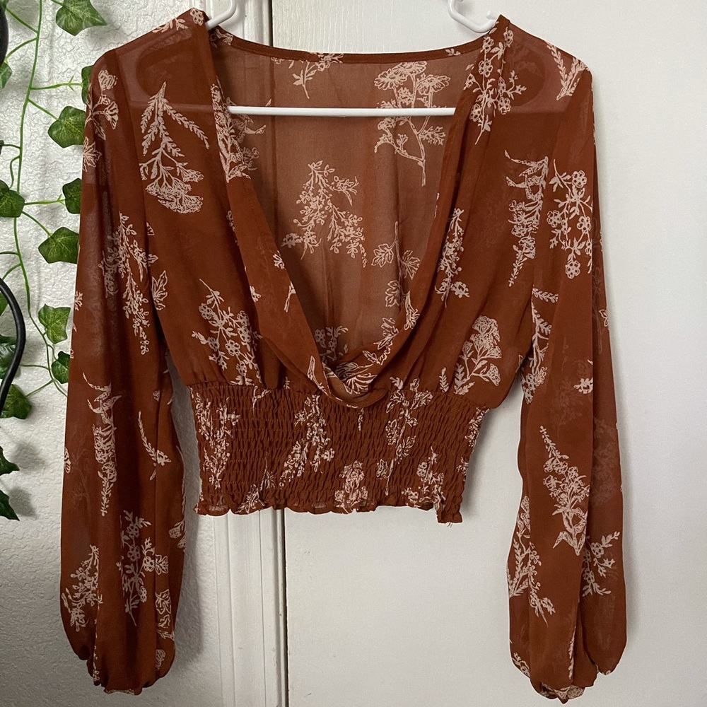 Brown Cropped Blouse
